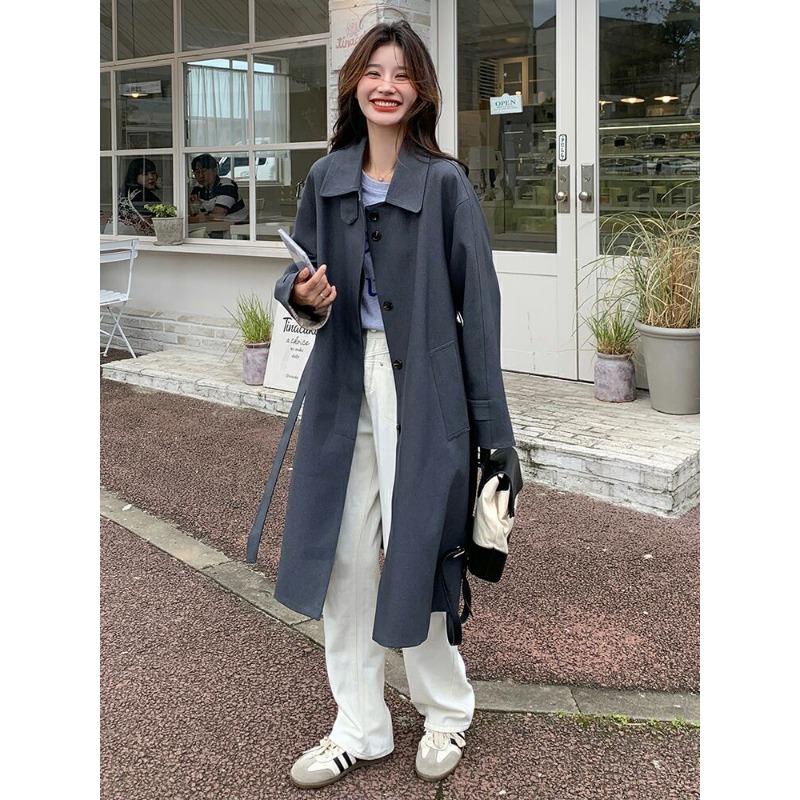 

Ветровка женская новая стильная корейская атмосфера серая талия средняя длина весна и осень рабочая куртка верхнее пальто XL