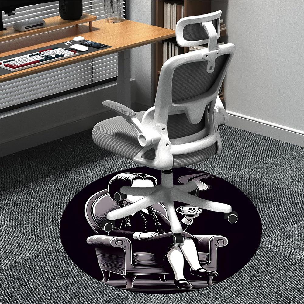 

1pc Wednesday Chair Carpet for Office Non Slip, Machine Washable Rug for Office, Room Holiday Decor for Christmas, Birthday Polyester 80cm