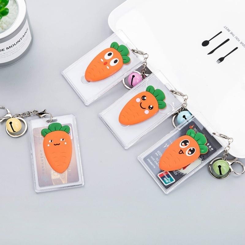 Creative Cartoon Carrot Printing Transparent Acrylic Card Holders Kawaii Students Bus Metro Card Hold