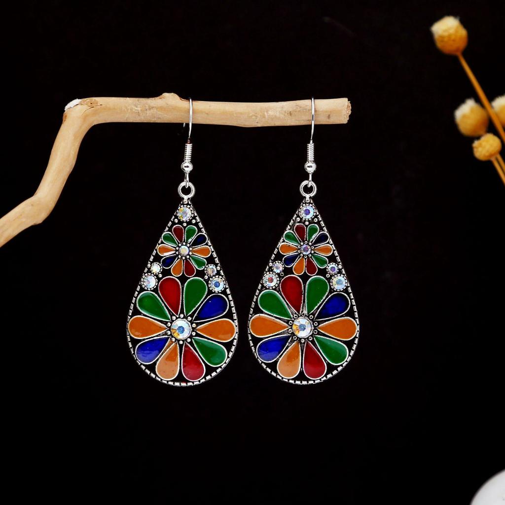 Bohemian Ethnic Oval Tassel Earrings with Beads