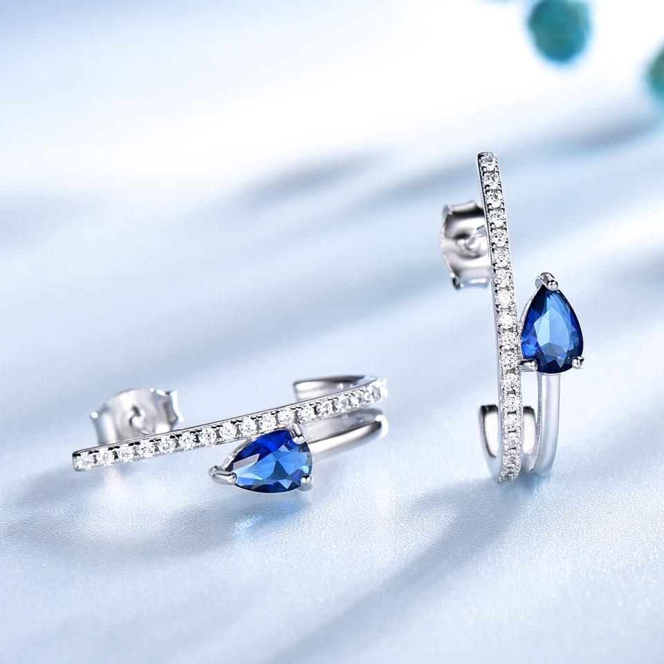 Umcho Tropfenohrringe für Frauen, blaue Saphir-Edelstein-Ohrringe, Hochzeit, edler Schmuck, einfaches Party-Geschenk