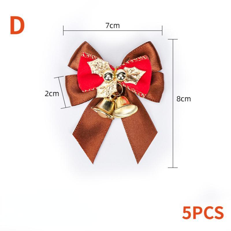 5PCS Christmas Decoration Bowknot with Bell Christmas Tree Wreath Decoration Accessories Gift Accessories