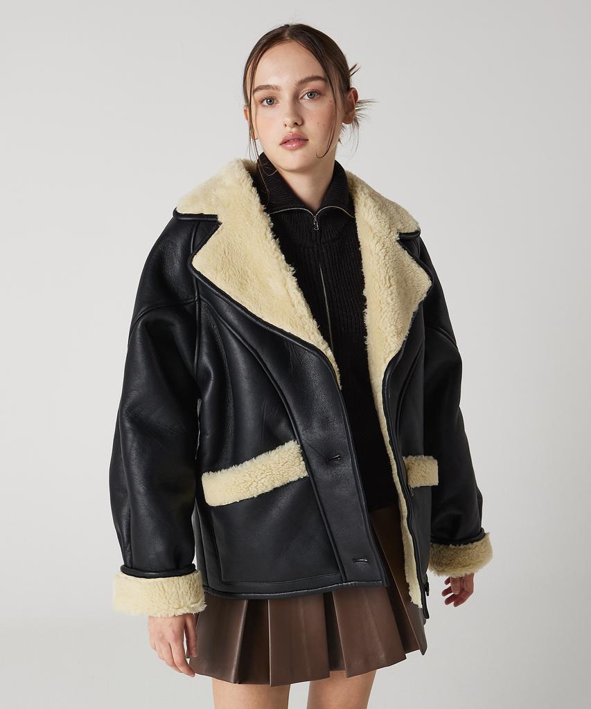 Awesome Studio Leather Shearling Jacket Black
