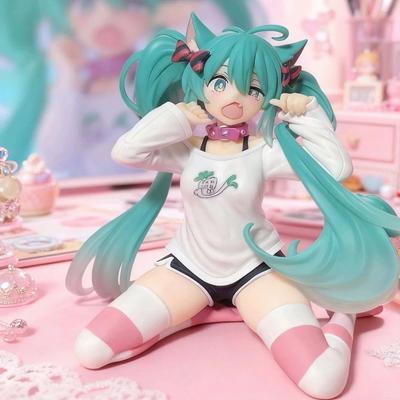 Hatsune Miku Desktop Cute Action Figure 11cm Neko T-Shirt Ver. PVC Anime Figurine Kawaii Girl Collection Ornaments Model Toys