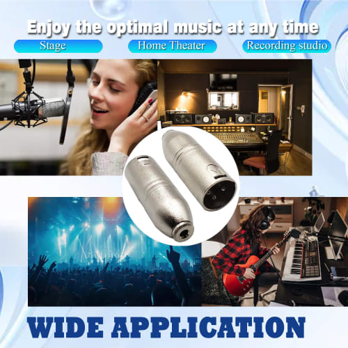 Voluty Tek 3.5mm Female to XLR Male Adapter, 1/8" to 3-Pin XLR Male Connector for Speakers, Mixers, and Studios (Set of 2)