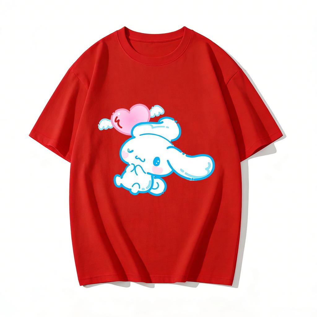Cute Cinnamoroll Heart Wing Print Tshirt Casual Short Sleeve Tees Sweet Family Matching Outfits Fashion Parentchild Clothing
