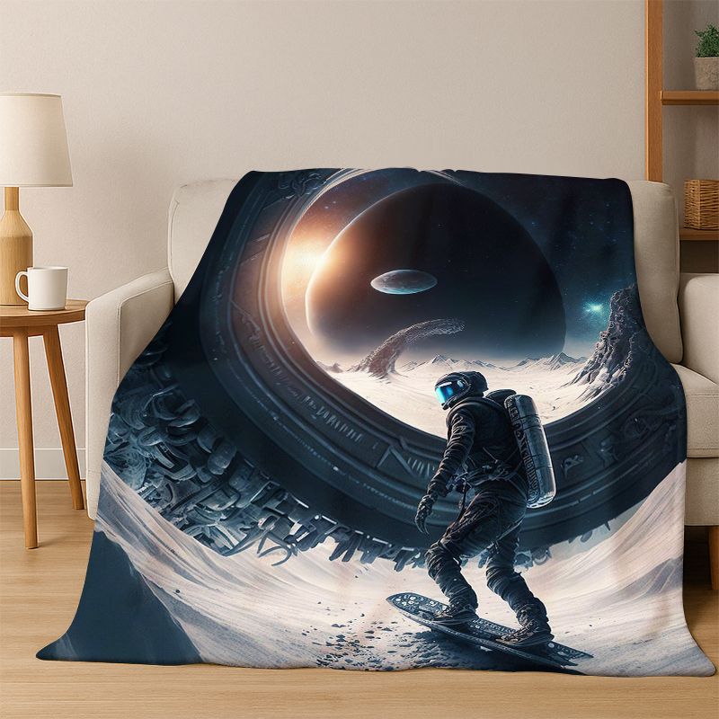 Cartoon Astronaut Universum Spaceman Weltraum Flanelldecke Weiche Warme Überwurfdecke für Schlafzimmer Wohnzimmer Bett Reise Kinder