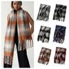 Plush Plaid Wool Scarf Tassel Long Shawl Simple Winter Cashmere Scarves  Girl