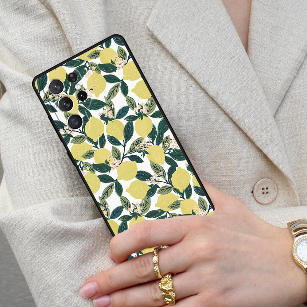Summer Lemon and Leaf Cell Phone Case for Samsung Galaxy S26 Ultra S25 S24 S23 S22 S21 S20 Note10 Cover