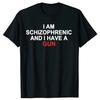 Je suis schizophrène et j'ai une arme T-shirt Graphique Drôle Streetwears Coton Unisexe Été Manches Courtes T-shirts Taille EU