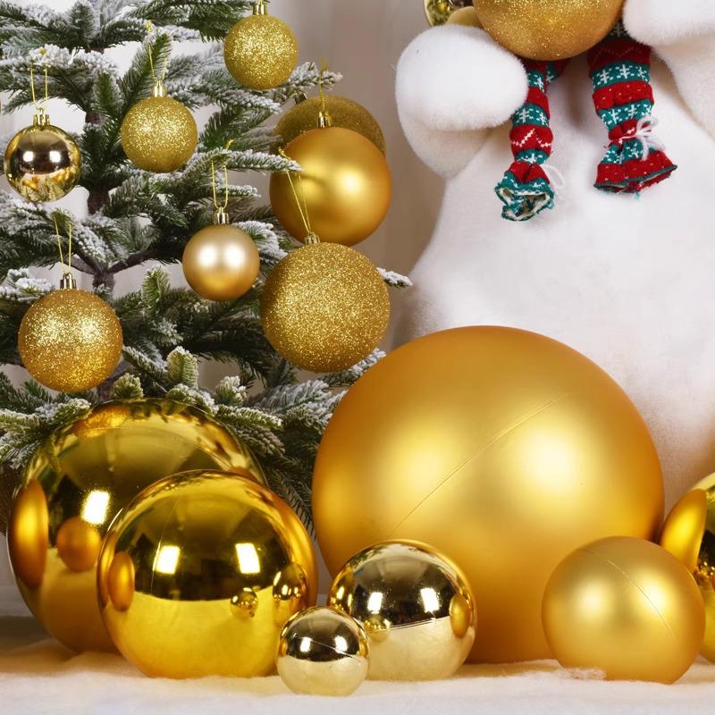 Christmas Tree Decorations: 3-10cm Electroplated Golden Plastic Balls