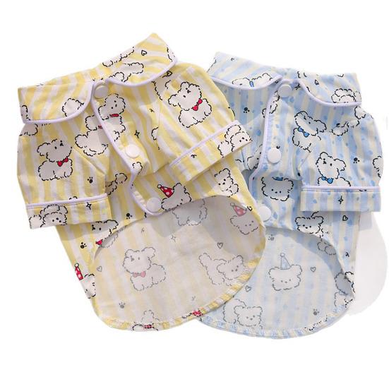 Pet Clothes with Cartoon Puppy Prints Soft Cotton-Feel with Easy Snap Closure Dog Shirt for Spring Summer