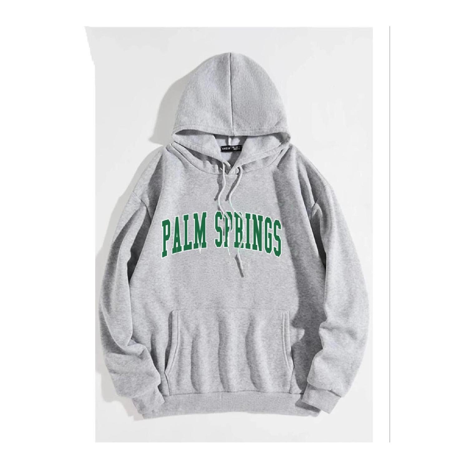 

Зеленый свитшот с капюшоном и принтом унисекс оверсайз Palm Springs