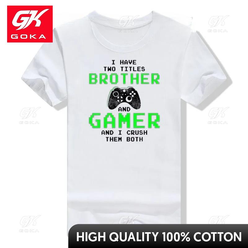 I Have Two Titles Brother and Gamer Shirts Funny GamingBrothers Tee Video Game Lover Gifts for Teen Boys TShirt Sons Fashion S
