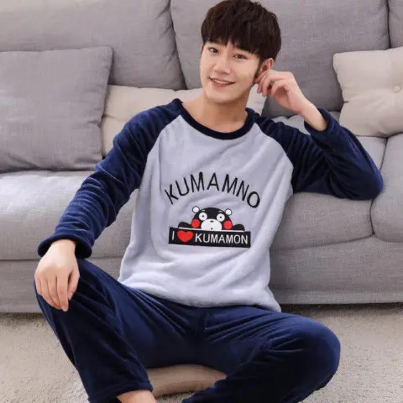 Unisex Flanel Gecelik Yeni Kadın Erkek Kış Sıcak Polar Çiftler Pijama Takımı Aşıklar Gecelik Sevimli Karikatür Pijama Ev Giyim