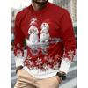 Men's T-Shirt Santa Claus 3D Print Christmas Men's Long Sleeve T-Shirts Casual Pullover Top Holiday Comfortable Men's Clothing