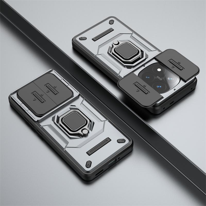 Ring Bracket Phone Case For Xiaomi Redmi Note 14 Pro Plus 5G China Celulares For Redmi Note 14 Sliding Window Funda Cover