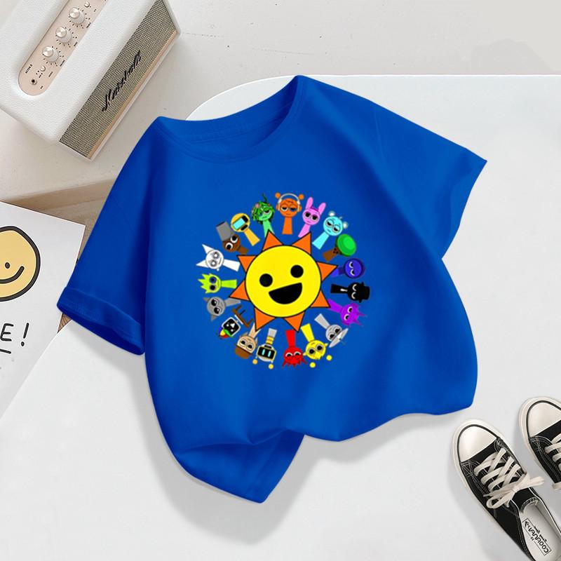 Summer Kids T Shirt Anime Sprunki Graphic Shirt Boys Girls Horror Games Tops Short Sleeve Wild Tee Cartoon Sprunki T-shirts