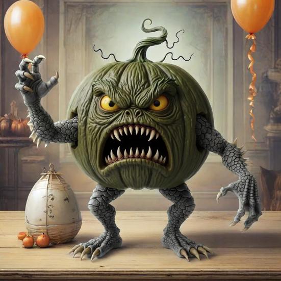 Pumpkin Evil Figurine Spooky Resin Halloween Tabletop Decoration for Home Office Desk Decor Halloween Party Supplies