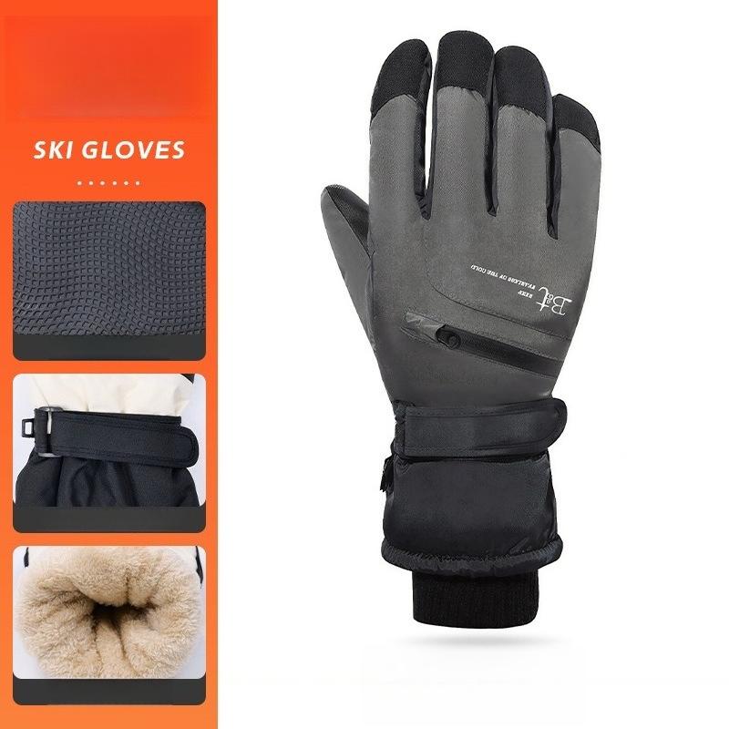Winter Waterproof and Velvet Skiing Gloves, Outdoor Hiking Anti Slip Gloves