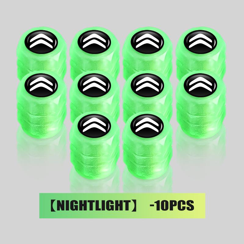 10PCS Luminous Car Tire Valve Caps Dustproof Tyre Stem Cover For Citroen C5 C1 C2 C6 C4L DS3 DS4 DS5 C-Elysee Grand Berlingo