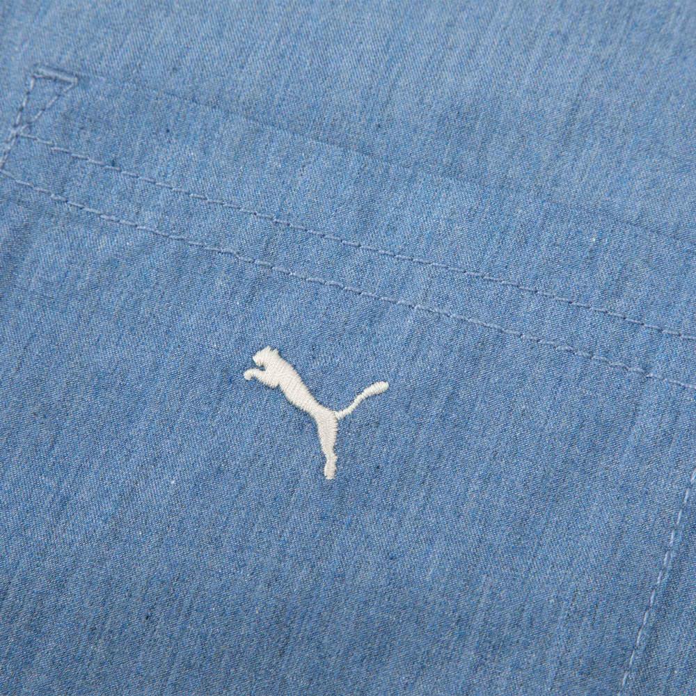 Puma Solid Color Casual Shirt Style Single Breasted Long Sleeve Dress Women Dresses Blue 627747-56