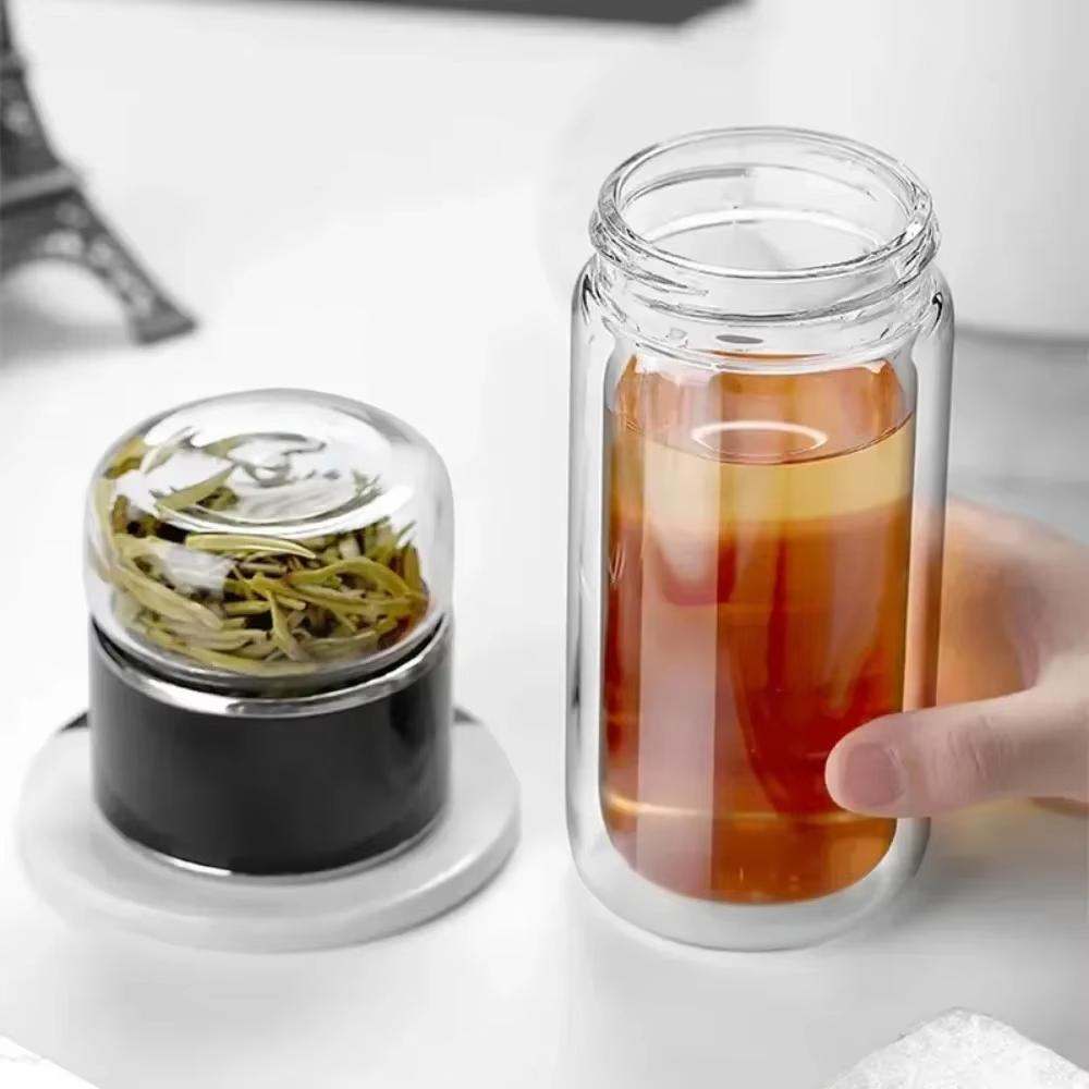 300ML Tea Water Bottle High Borosilicate Glass Double Layer Tea Water Cup Infuser Tumbler Drinkware Water Bottle With Tea Filter