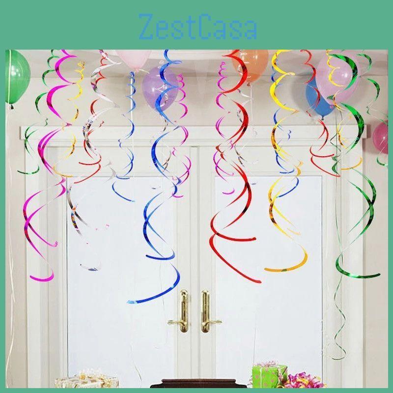 Multicolor Hanging 6pcs Spiral Swirls Birthday Wedding Party Decoration Ceiling