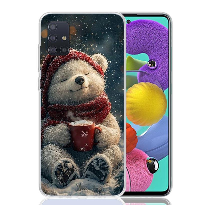Animal Brown Cute Bear Phone Case For Samsung Galaxy A52 A32 A22 A12 A02S A50S A30S A51 A31 AA71 Note 20 Ultra 10 S10 Plus Galax