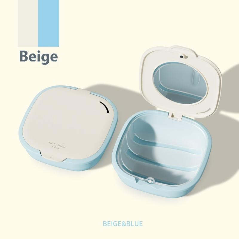 

Контейнер для хранения с дренажной корзиной, портативный бокс для каппы, бокс для чистки полости рта, бокс для хранения зубных протезов, бокс для элайнеров, бокс для брекетов светло-синий