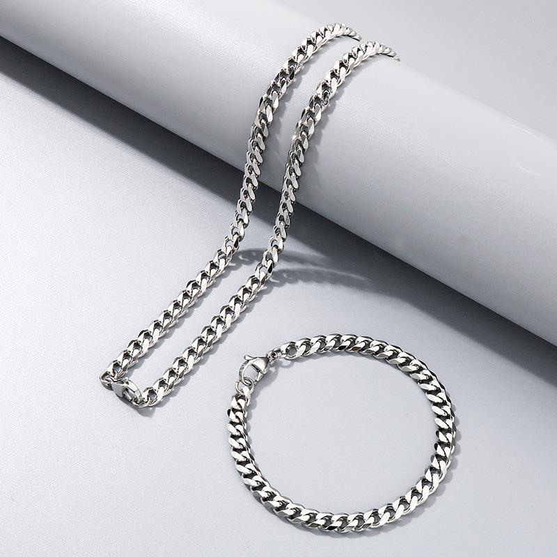 Halskette aus Titanstahl mit dicker Hip-Hop-Kette, Edelstahl sechsseitig geschliffene Kette mit Kettenschmuck