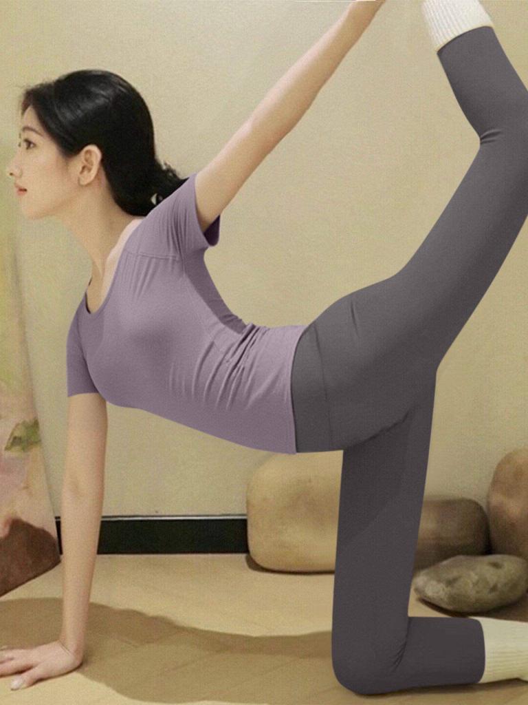 Women's Yoga Set: 2026 Slimming Short Sleeve Pilates Top