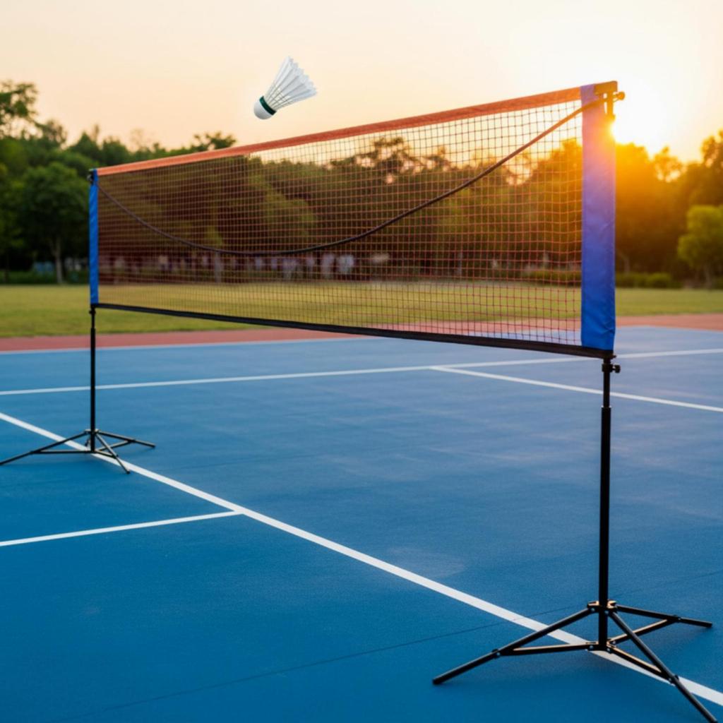 Badminton Net with Stand Foldable Poles Sturdy for Families