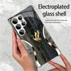 Wood Grain Golden Crane phone case s26 ultra case glass mobile phones for Samsung Galaxy S26 S25 S24 S23 S22 FE Ultra Plus