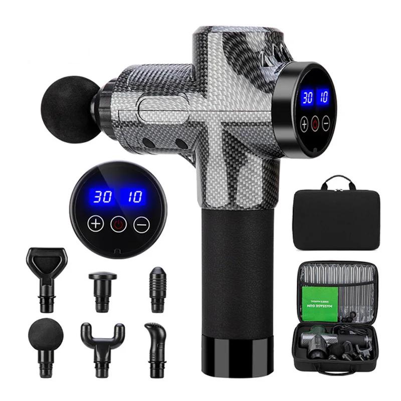 Smart Touch Screen Massage Gun High Frequency Body Muscle Relaxation Electric Massager With Portable Bag Therapy Gun For Fitness