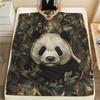 Panda and Grass pattern Flannel Blanket, High quality Comfortable for All Seasons, Home Decor, Warmth and Comfort, Perfect for Gifts.