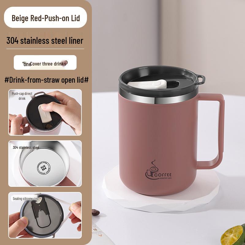 Drop-Proof 304 Stainless Steel Mug with Lid for Home, Office, or Dorm Use