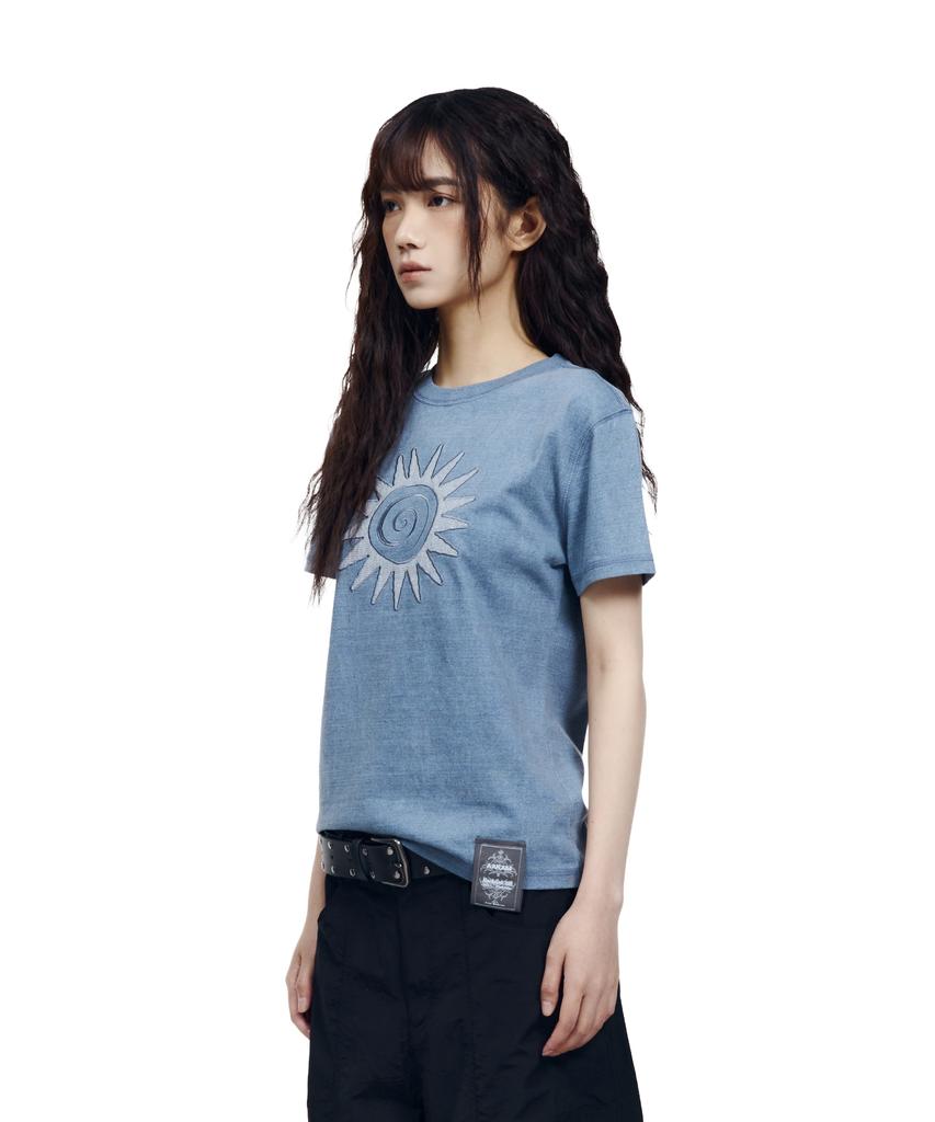 AAKAM Washed Sun Patch Half Top (Blue)