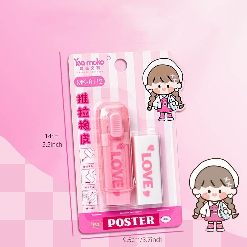 Retractable Push Pull Eraser with Replaceable Refill Core Creative Student Stationery School Supplies A7548