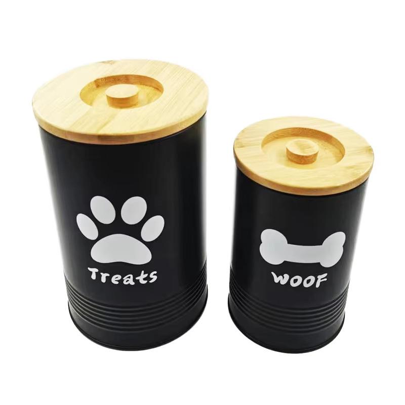 

Cross border set household pet food storage box cat dog snack bone storage bucket large capacity dog food metal sealed jar