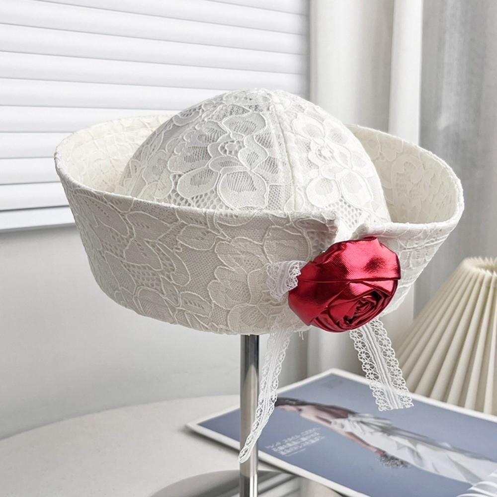 Breathable Lace Sailor Hat Cuffed Brim Beret Cap New Painter's Hat Harajuku Style