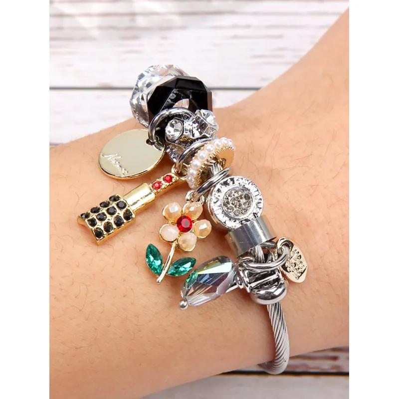 1 trendy crystal Zircon ball women's bracelet with multi element bead accessories for daily wear, party accessories