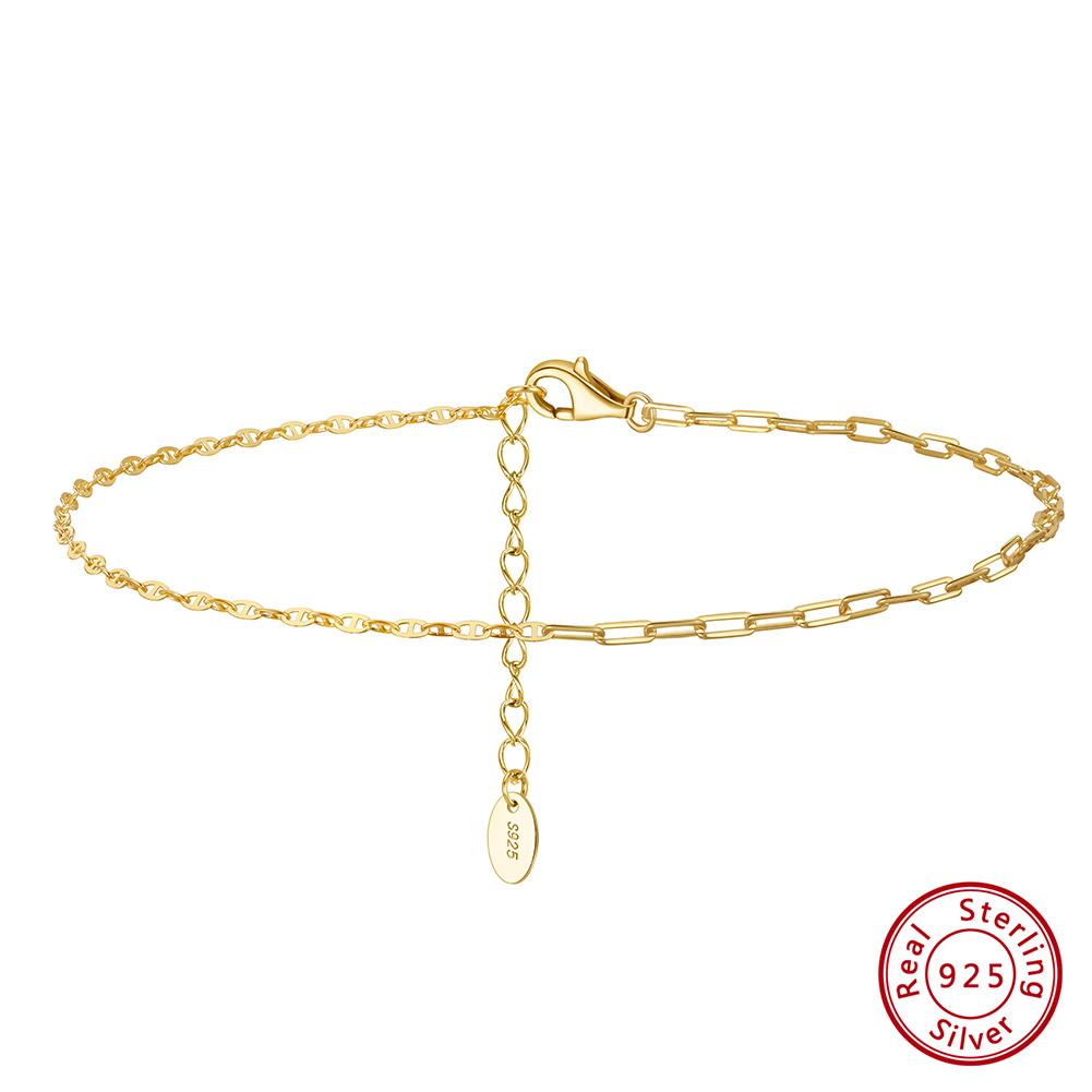 ORSA JEWELS 14K Gold 1,2 mm Italienische Cubanische Kette Fußkettchen für Damen 925 Sterling Silber Feines Sommer Strand Fußarmband Fußkettchen SA43
