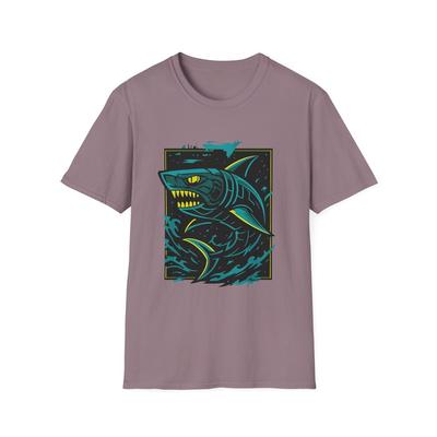 Unisex Softstyle T-Shirt Cybershark Street Art Neonhai Digitale Wellen