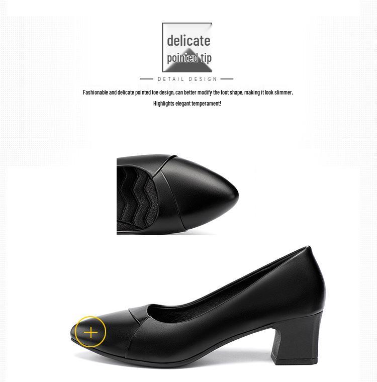 Spring & Autumn 2022 Chunky Heel Soft Leather Mom Shoes - Comfortable Low-Cut for Middle-Aged & Elderly Women