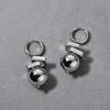 Niche High-End Silver Metal Cold Wind Geometry Spherical Pendant Ear Buckle Fashionable Commuter Must-Enter Earrings