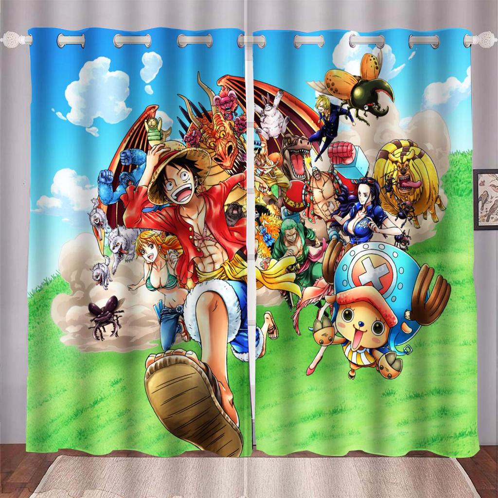 Rideau de dessin animé Monkey D Luffy pour la maison, une pièce, mignon, imprimé, filtrant la lumière, pour salon, chambre à coucher, protection contre la chaleur et le soleil
