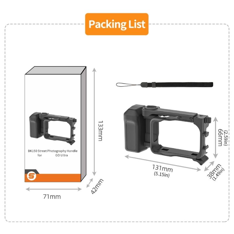 Ergonomic Hand Grip Protective Cage For GO Ultra Camera Handle Cold Shoe Mount for Outdoor Activity Travel Shoot