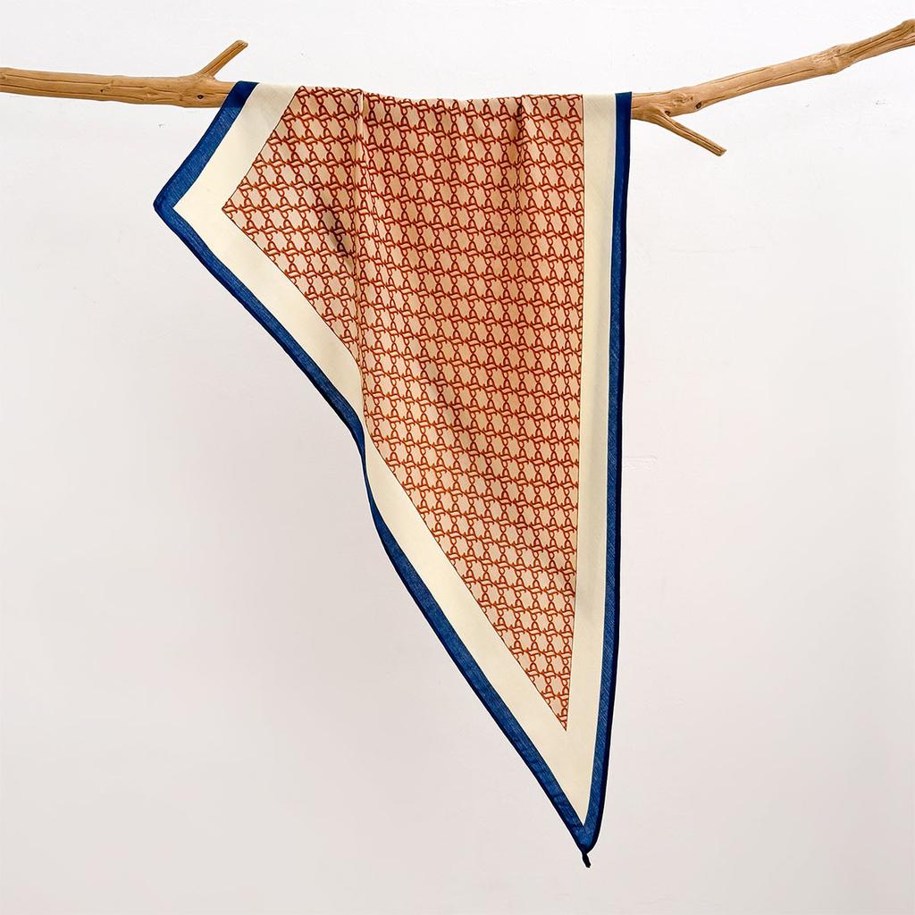 Retro Cotton and Linen Feel Triangular Silk Scarf Women's Four-season Versatile Neck Protection Scarf Headscarf Commuting Accessories Scarf