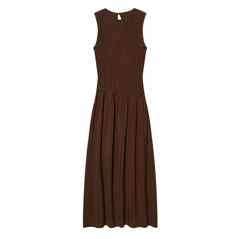 European Style Spring 2026 Women's Sleeveless Pleated Midi Dress